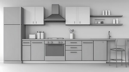 Minimalist Kitchen Design in Grey Tones