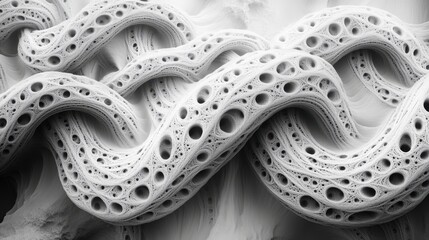 Obraz premium Intricate patterns of fluid forms flow harmoniously in a monochrome design showcasing surreal textures and captivating shapes