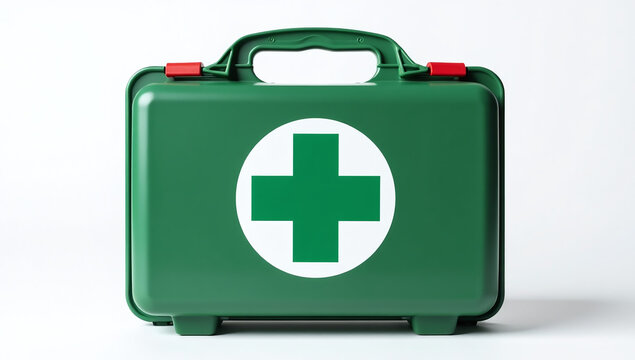 green cross logo white background shown first aid kit image taken