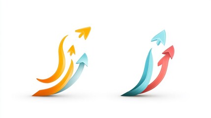 Obraz premium Colorful abstract arrows representing growth and direction in business or personal development, ideal for illustrating success, innovation, and forward movement in various contexts.