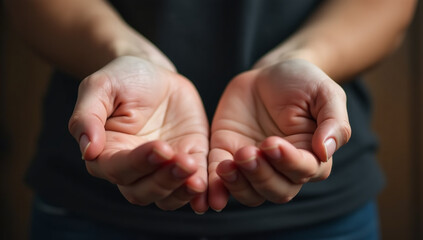 hands open palms pray deeply seeking help god christian