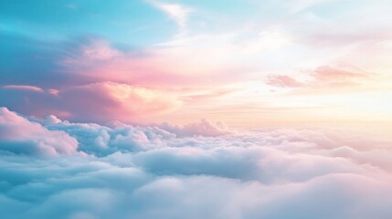 Obraz premium Cotton Candy Skies A Colorful Cloudscape at Sunset, with Pink, Blue, and Orange Tones