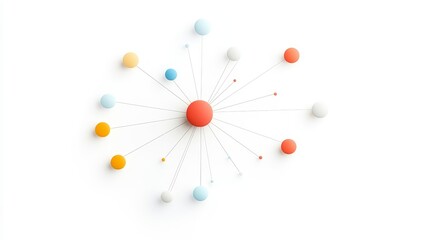 Abstract Illustration of Colorful Circles Connected by Lines Representing Networking or Collaboration in a Modern Design Style