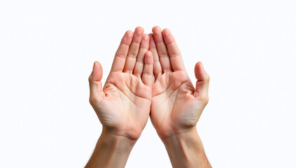 help shown raising hands together gesture mutual support clean white