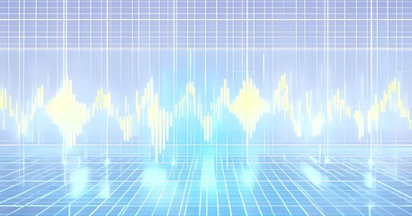 glowing digital waveforms fluctuating in sync with a pulsating grid background, representing the heartbeat of artificial intelligence