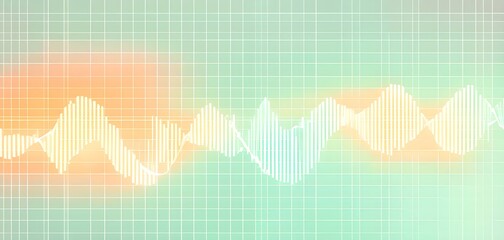 glowing digital waveforms fluctuating in sync with a pulsating grid background, representing the heartbeat of artificial intelligence