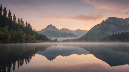 Obraz premium Serene Dawn Over Majestic Peaks