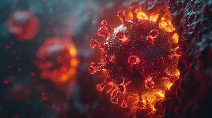 Virus Particle Breakthrough Symbolizing Struggle Against Evolving Threats