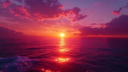 Fototapeta premium Sunset over ocean waves seascape nature tranquil environment