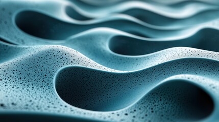 Obraz premium Textured waves create a mesmerizing pattern in a serene blue landscape for artistic exploration