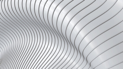 White striped pattern background, 3d lines design, abstract minimal white gray background for business presentation.