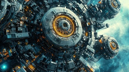 Fototapeta premium Synchronized robotic arms in factory production lines iot-controlled assembly advanced manufacturing environment