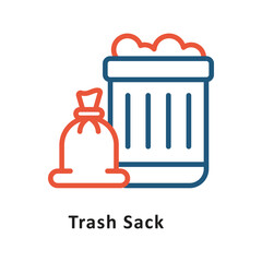 Trash Sack Vector two Color Icon. Eps 10 File