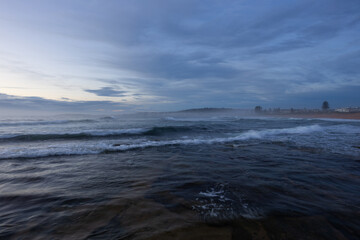 Cloudy view in the morning at Narrabeen Beach, Sydney, Australia.