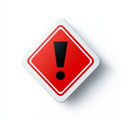 Attention Warning Sign Icon with Bold Exclamation Point on Red Diamond Background for Safety and Caution in Various Applications and Designs