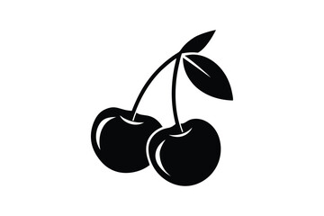 Black and White Cherry Silhouette Vector