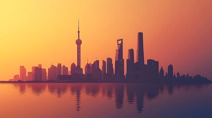 Obraz premium Shanghai Skyline at Sunset