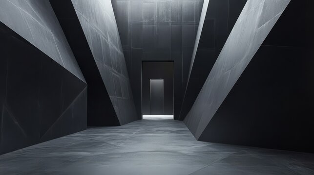 Abstract Corridor: A minimalist, architectural masterpiece. The stark, black and grey hues of this modern corridor create a sense of mystery and intrigue.