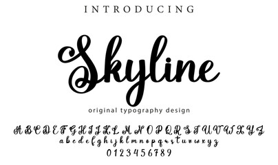 Skyline Font Stylish brush painted an uppercase vector letters, alphabet, typeface