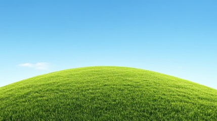 A lush, green hill extends into a clear, blue sky