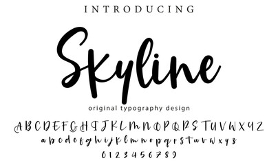 Skyline Font Stylish brush painted an uppercase vector letters, alphabet, typeface