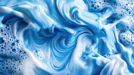 Obraz premium A vibrant blue wave breaking with intricate foam patterns, frozen in breathtaking motion