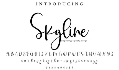 Skyline Font Stylish brush painted an uppercase vector letters, alphabet, typeface