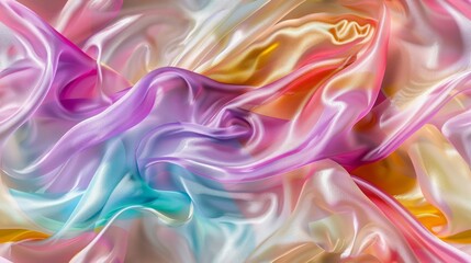 Abstract iridescent fabric texture in pastel colors. Seamless Pattern.