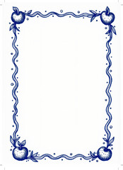 A decorative blue border featuring apple illustrations, perfect for invitations or stationery.