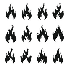 Set of Variant Flat Fires Isolated On White Background