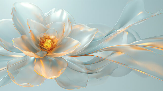 Ethereal magnolia flower with golden petals and delicate bloom in an elegant and artistic design
