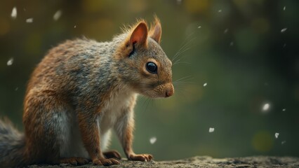 Obraz premium A squirrel sitting on top of a rock in the snow