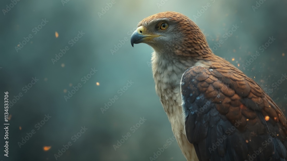 Wall mural a close up of a bird of prey on a tree branch