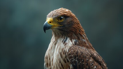 Fototapeta premium A close up of a bird of prey with a green background