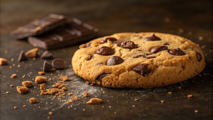 Freshly Baked Chocolate Chip Cookie with Dark Chocolate