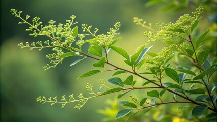 Henna Plant Branches with Green Foliage