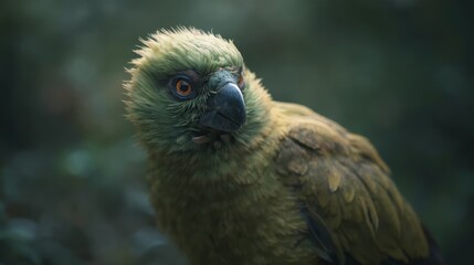A green parrot sitting on top of a tree branch