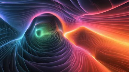Obraz premium Abstract colorful wave pattern, vibrant hues blend seamlessly. Ideal for tech, music, or energy-related projects needing a dynamic backdrop.