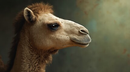 Obraz premium A close up of a camel's face with a green background