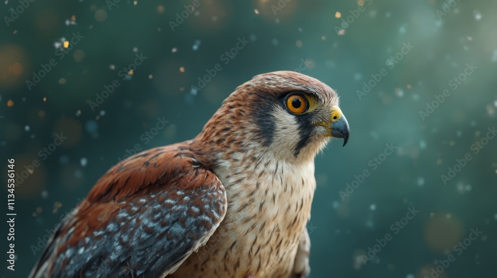 Wall mural a close up of a bird of prey on a tree branch