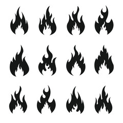Set of Variant Flat Fires Isolated On White Background