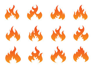 Set of Variant Flat Fires Isolated On White Background