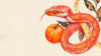 Obraz premium Happy Chinese New Year 2025,Year of the snake zodiac sign,Snake illustration and design,Asian elements gold paper cut style,Lunar new year concept,New Year card 2025.