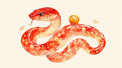 Obraz premium Happy Chinese New Year 2025,Year of the snake zodiac sign,Snake illustration and design,Asian elements gold paper cut style,Lunar new year concept,New Year card 2025.