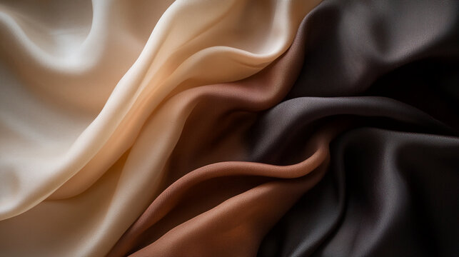 Textured fabric drapes in neutral tones create a luxurious aesthetic for interior design projects