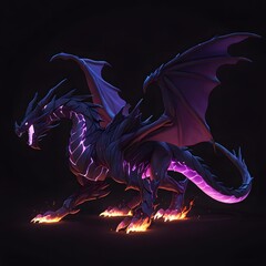 Naklejka premium Epic dragon battle scene fantasy realm 3d artwork dark environment dynamic perspective mythical concept