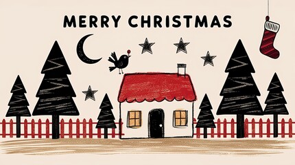 Obraz premium Christmas cards, New Year's cards, banners: Santa Claus, reindeer, Christmas trees, candles, cookies, chocolate, snowballs, snowmen, and more