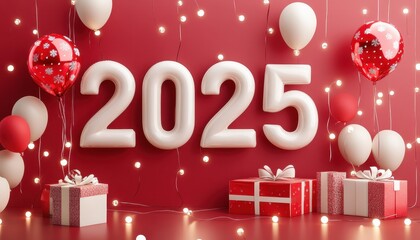 Festive Balloons Celebrate Twenty Twenty Five New Year