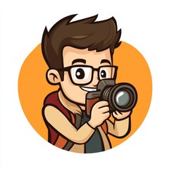 Happy Photographer Cartoon Illustration 