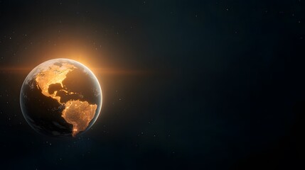 Fototapeta premium Perihelion scene showing Earth illuminated by bright solar light at its closest orbit point